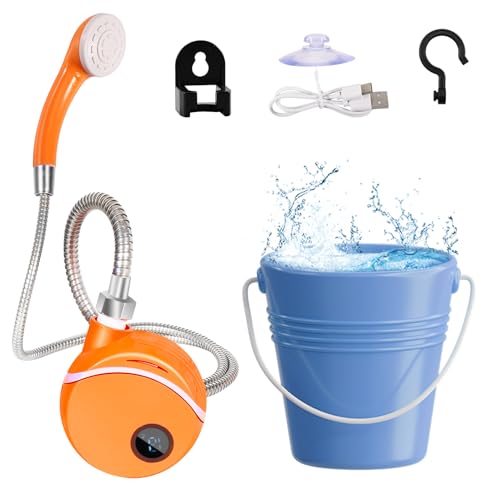 Begonia Douche de camping portable, pommeau de douche de camping avec pompe et affichage de la température, douche pour camping avec batterie rechargeable pour camping, voyage, jardin, nettoyage des