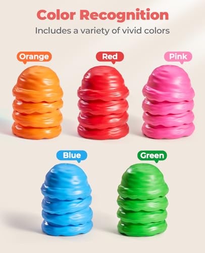 Image of JoyCat Ice Cream Preschool Learning Activities Counting and Color Sorting Set Stacking Toys for Kids 1-5, Educational Fine Motor Skills Toys, 30PCS Math Manipulatives