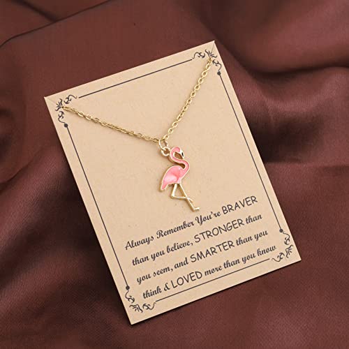FUSTMW Pink Flamingo Necklace Gifts Flamingo Lover Gifts Flamingo Bird Pendant Necklace Flamingo Jewelry for Women4