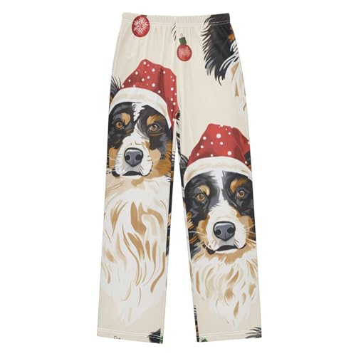 ZZXXB Merry Christmas Collie Boys Long Pants Soft Trousers Elastic Waist Kids Lounge Bottoms with Pockets S-XL