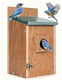 Gtongoko Recycled Plastic Bird Houses for Outside Clearance 1-1/2' Entrance Hole Blue Birdhouses for Outdoors with Air Vents Green & Brown Nesting Box for Bluebird Swallows Finches Chickadee 1 Pack