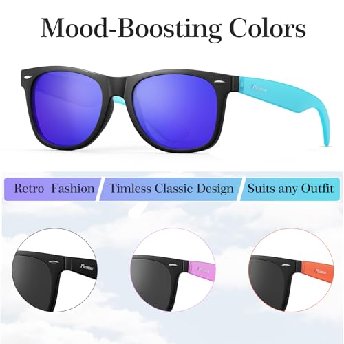 Image of 4 Pack Polarized Sunglasses for Men and Women, Classic Black Frame with Colorful Temples, TAC UV400 Protection, Unisex Sunglasses for Driving Outdoor Use