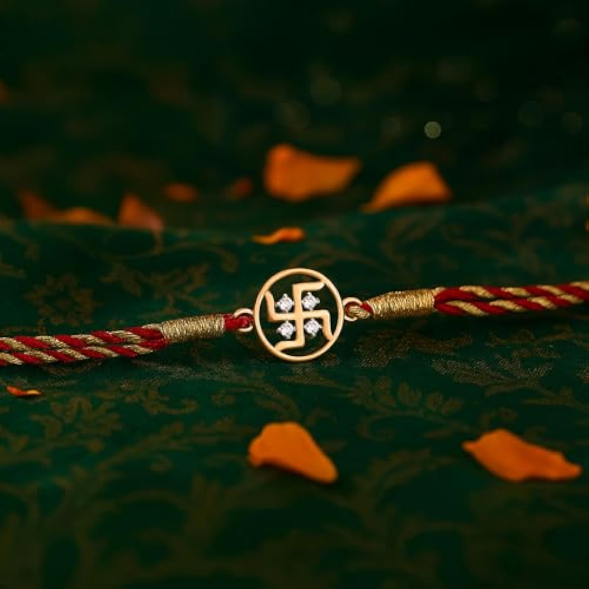 925 Silver American Diamond Swastik Rakhi Bracelet