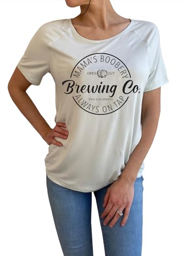 Image of Women Maternity Shirt Comfort Colors Breastfeeding Nursing Friendly Zip Tshirt Mama's Boobery Always On Tap Tops