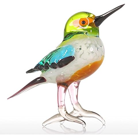 Tooarts Tiny Bird Gifts Glass Sculpture Ornament Animal Figurine Art Handblown Christmas Home Decor Multicolor Cover