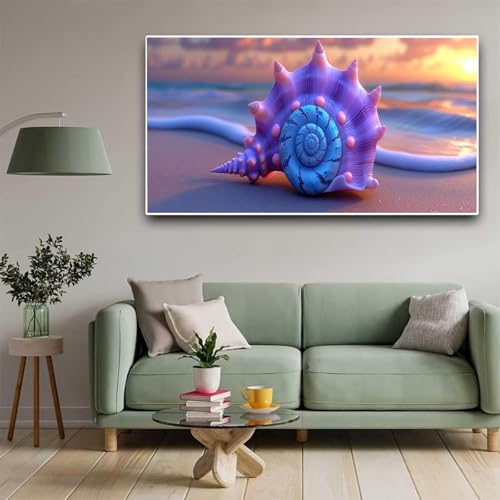 Peinture diamant violet kit adulte 40x80cm, broderie diamants conque 5D pour décoration murale