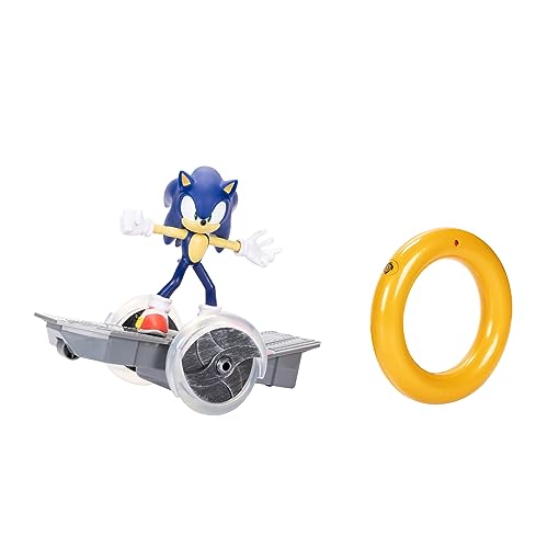 JAKKS Pacific Sonic The Hedgehog Speed RC Skateboard Vehicle with Gold Ring Controller – Light Up Wheels & 360 Spins, Turbo Mode for Extra Boost, 2.4GHz, 100FT Range by Sonic - Used condition - US$33.53