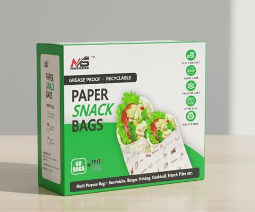 Image of Multi-Purpose Paper Snack Bags with Sealing Stickers | Pack of 4 | 240 Bags, 8x6 Inch Each