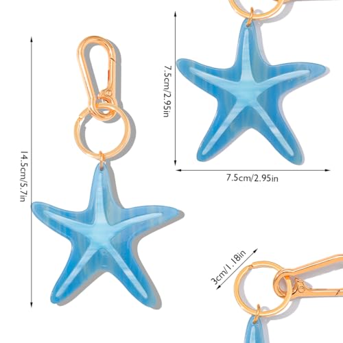 Seahorse Bag Charm & Keychain - Acetate Seahorse with Gold-Tone Metal Ring & Lobster Clasp