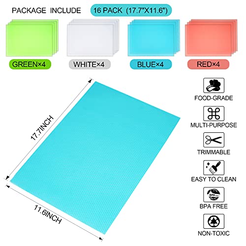 16 Pcs Refrigerator Liners Mats Washable, Refrigerator Mats Liner Waterproof Oilproof, Shinywear Fridge Liners for Shelv - Additional View