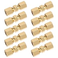 Palwin 10 Stk Bremsleitung Verbinder 4.75mm, 3/16 Bremsleitungsverbinder Ohne Bördeln, Bremsleitungsverbinder aus Messing, Bremsrohr Armaturen Ohne Bördeln für Bremsleitung, Kupfer Stahl
