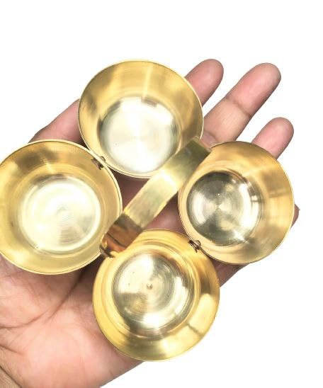 Brass Puja Chowmukh || Chokra Chopala Bowl Stand for Haldi, Kumkum, Rice, Elaichi,Mishri,Roli Pack of 1(no-3) 1