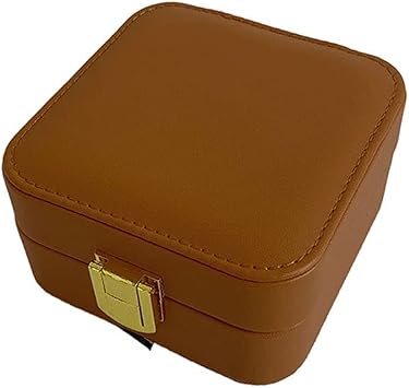 Jewelry Box European Square Jewelry Storage Box PU Leather Organizer Box Portable Necklace Earrings Ring Bracelet Storage Box Color Caramel