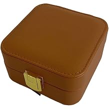 Jewelry Box European Square Jewelry Storage Box PU Leather Organizer Box Portable Necklace Earrings Ring Bracelet Storage Box Color Caramel