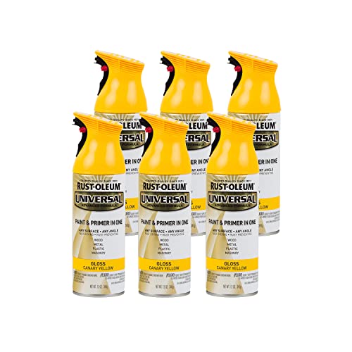 Image of Rust-Oleum 245213-6PK Universal All Surface Spray Paint, 12 oz, Gloss Canary Yellow, 6 Pack