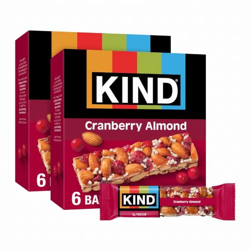 KIND Nut Bars, Cranberry Almond, Healthy Snacks, Good Source of Fiber, Gluten Free, 5g Protein, 6 Count (Pack of 2)