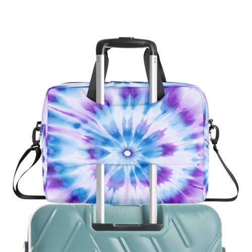 Maletín para laptop con diseño tie dye azul y púrpura miniatura 7