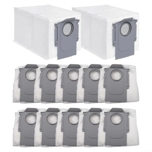 Puupaa Lot de 12 sacs d'aspirateur de rechange pour Roborock QV 35A 35S Robot aspirateur pièces, sacs à poussière de grande capacité