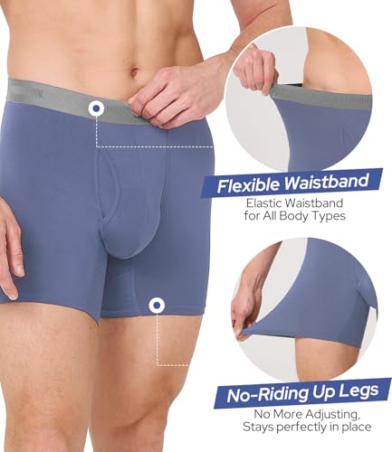 Image of BAMBOO COOL Men's Ultra Breathable Underwear,No Riding Up Boxer Briefs with ComfortFlexible Waistband,Multipack