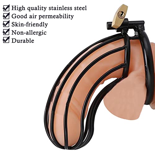 Peniskäfig Metall Keuschheitskäfig Herren Metall Chastity Cage Male Metall Penis Käfig,3 Größen,Edelstahl Cock Cage mit Schloss,SM Bondage Sex Spielzeug ab 18 für Paare Extrem Sex Spiel (M)