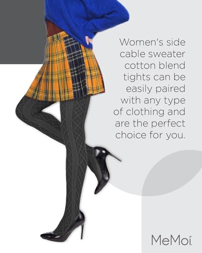 Image of MeMoi Juneau Diamonds Cotton Tights for Women, Cozy and Elegant Sweater Tights - Sizes Small to X-Large