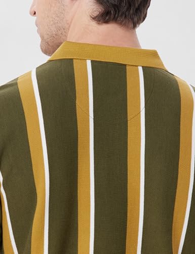 Image of Peter England Men's 100% Cotton Vertical Striped Polo T-Shirt - Casual Wear | Sleek & Comfortable