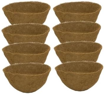 14 in x 9 in Round Molded Coco Liner - 8 Pack