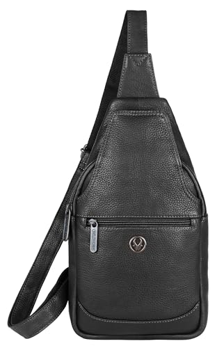 Image of WildHorn Leather Sling Crossbody Bag for Men, Stylish Chest Shoulder Bag for Men Women, Adjustable Strap for Commuting Travel Outdoor Activities Cycling