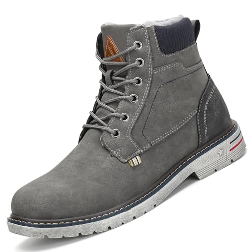 Mishansha Botas Hombre Invierno Botas Nieve Mujer Botines Invierno Zapatos Barefoot Impermeables Botas para Montaña Trekking Senderismo Gris Oscuro,GR.43
