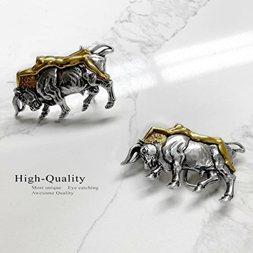HA1437 Western Buckle Antique Gold Lady Bull Engraved Belt Buckle (Antique Silver Gold)
