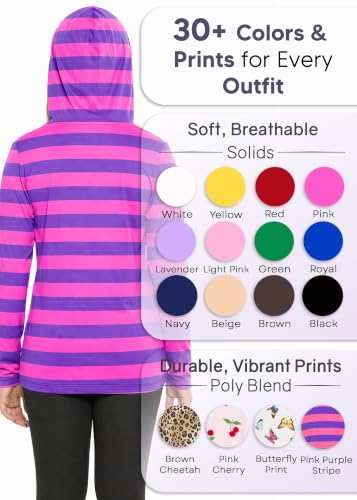 Image of Shirts for Girls Long Sleeve Crew Neck Top, Hoodie or 3 /4 Sleeve Soft Stretch Kids Lightweight Size 2-16