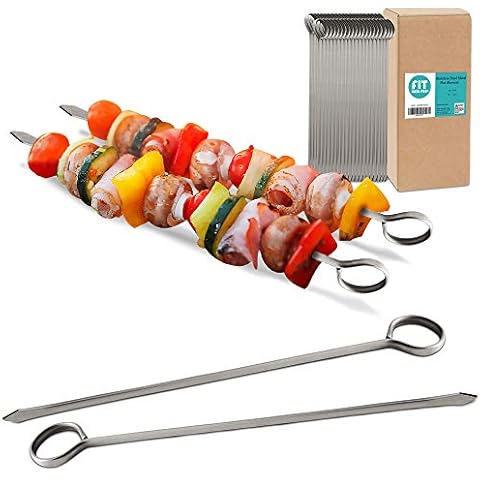 48 Pack Stainless Steel Flat Metal Skewers Cover