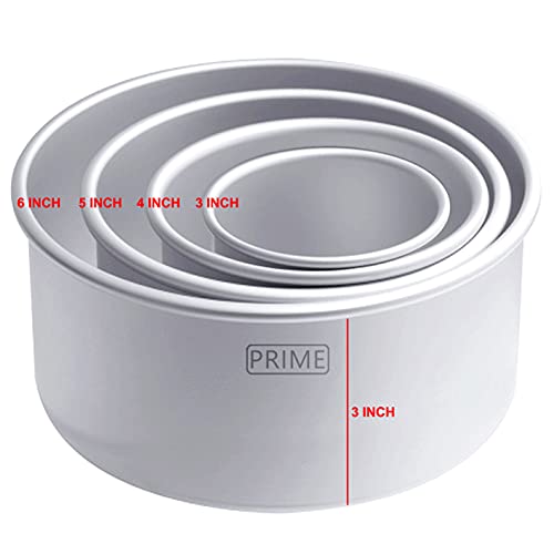 Image of Prime Bakers and Moulders Round Aluminium Cake Pans For Oven - 3, 4, 5, 6 Inch Diameter: 3 Inch Depth (Set Of 4 Pieces), Silver