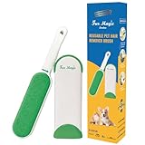 Fur Magic Pet Hair Remover Lint Brush With Self-Cleaning Base, Reusable Fluff Remover for Clothes, Double-Sided Fur Cleaner for Dog and Cat, Green