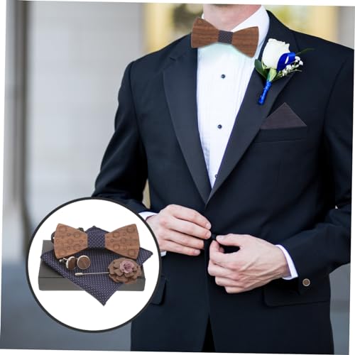 Set para hombre con corbata de moño y accesorios miniatura 7