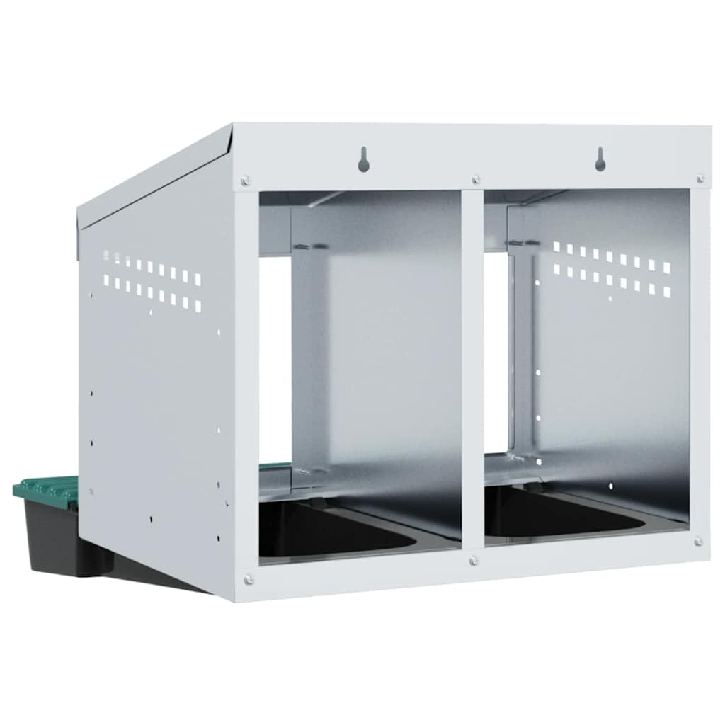 Gallina nido con 2 compartimentos para montaje en pared de acero galvanizado con polipropileno, 53 x 50 x 46 cm, para interior y exterior, fácil recogida de huevos y solución de establo que