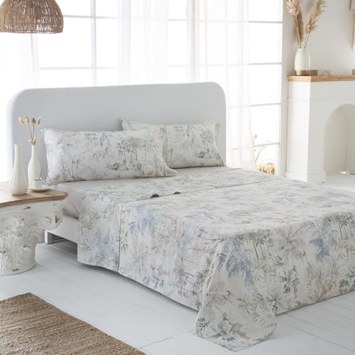 COTTON ARTean Juego de sabanas Ecuador Cama de 150 x 190/200. 100% ALGODÓN SATÉN 200 Hilos Incluye sábana encimera + 2 Fundas de Almohada + sábana Bajera Ajustable