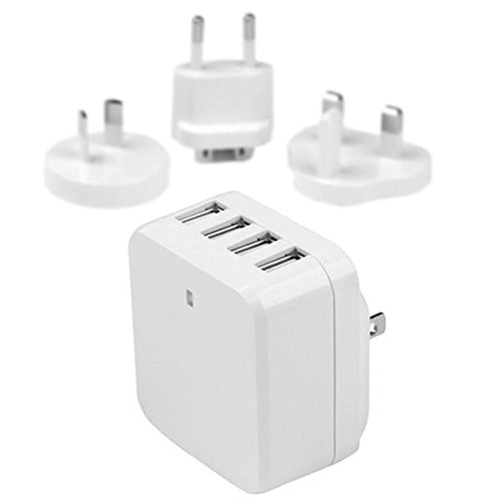 StarTech.​com USB4PACWH - Cargador de Pared USB (4 Puertos, para Viajes internacionales, 34W/​6.8A) Color Blanco