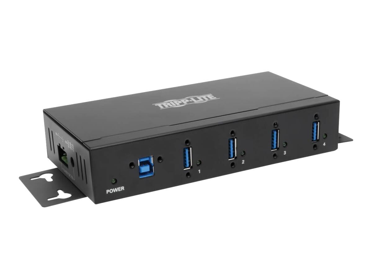 Tripp Lite Eaton U360-004-IND Industrial 4-Port USB 3 0 Hub 5Gbps SuperSpeed DIN Rail Wall Mount 15kV ESD