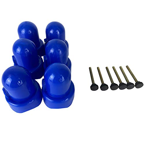 Large Trampoline Enclosure Pole Caps with Screw-in Bolts, Only Fit for Poles 1.5 Inch Diameter, 6 Piece, Blue