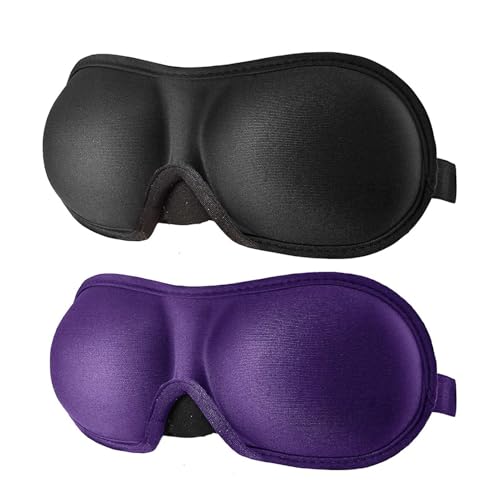 旅行用の3Dスリープアイシェード - 飛行機用の輪郭のあるカップナイト目隠し、女性、男性用のサイドスリーパーブロックアイシェード