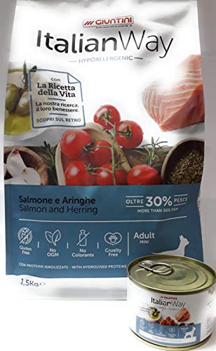 Giuntini CROCCHETTE Cane Italian Way Mini Hypoallergenic Salmone E ARINGHE 1.5 kg + SCATOLETTA Umido 150 G