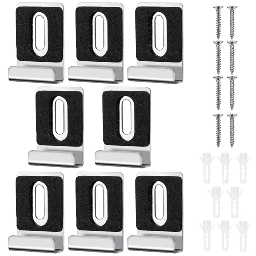 Image of 8 Sets Mirror Hanging Kit, Sturdy Practical Mirror Clips for Wall Mounting Reusable Mirrors Mounting Hardware for Wall Hanging Frameless Mirrors ( Black Silver)