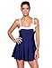 LookbookStore Women's Navy Blue Bow Swimdress Bandeau One-piece Skirt Bathing Suit Swimsuit, Size XXL