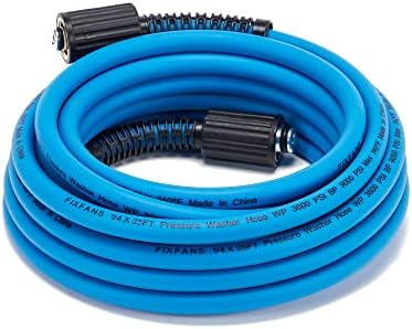 FIXFANS Pressure Washer Hose – 1/4" X 25 FT High Power Washer Extension Hose – Kink & Wear Resistant High Pressure Hose for Replacement – Compatible with M22 Fittings – 3600PSI