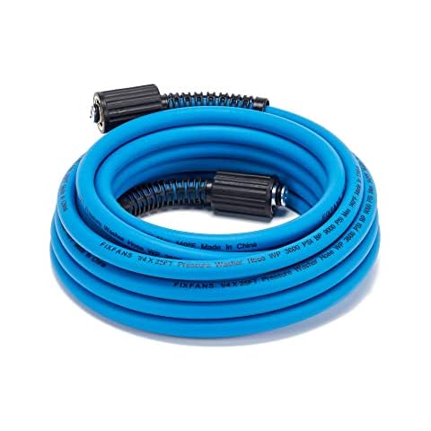 FIXFANS Pressure Washer Hose – 1/4" X 25 FT High Power Washer Extension Hose – Kink & Wear Resistant High Pressure Hose for Replacement – Compatible with M22 Fittings – 3600PSI Cover