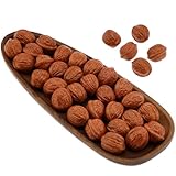 Meiwlong 30 PCS Fake Walnuts Model Artificial Nuts Lifelike Home Vase Filler Decoration Thanksgiving Christmas Tree Fall House Kitchen Ornament Harvest Party Photography Props