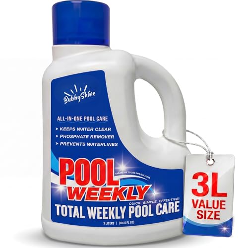 Weekly Pool Treatment with Phosphate Remover, Pool Clarifier and Pool Waterline Cleaner, Saltwater Safe, 3L - BubbyShine