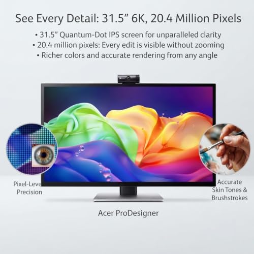 Image of Acer ProDesigner PE320QXT bmiiphcuzx 31.5 inch 6K Touch Monitor, QD-IPS