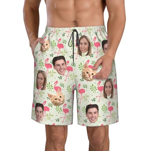 Naispanda Bañadores de Cara con Foto Personalizada, Pantalones Cortos de Playa Divertidos Personalizados, Pantalones Cortos de natación de Secado rápido para Hombres Personalizados